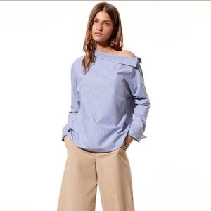 Aritzia Babaton Abram Blouse in Denim Color